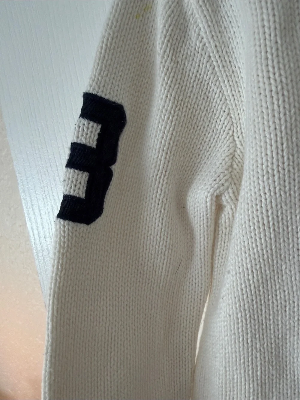 Ralph Lauren Kids Cream Zip Hoodie with Navy Pony and Sleeve Patch